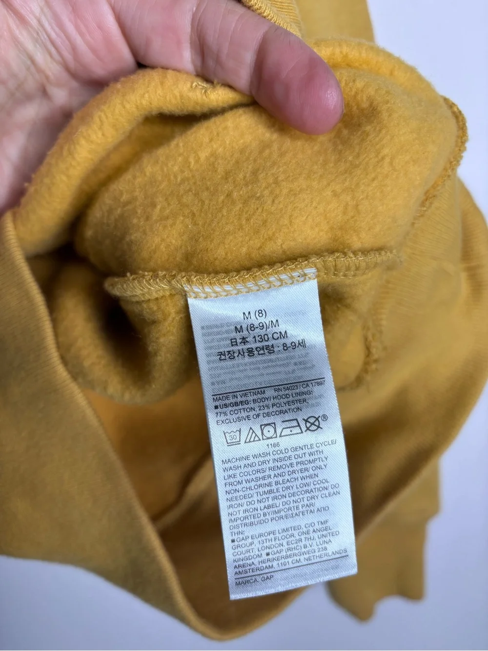 Gap Vintage Soft Varsity Hoodie Honey Gold Navy Size M EUC